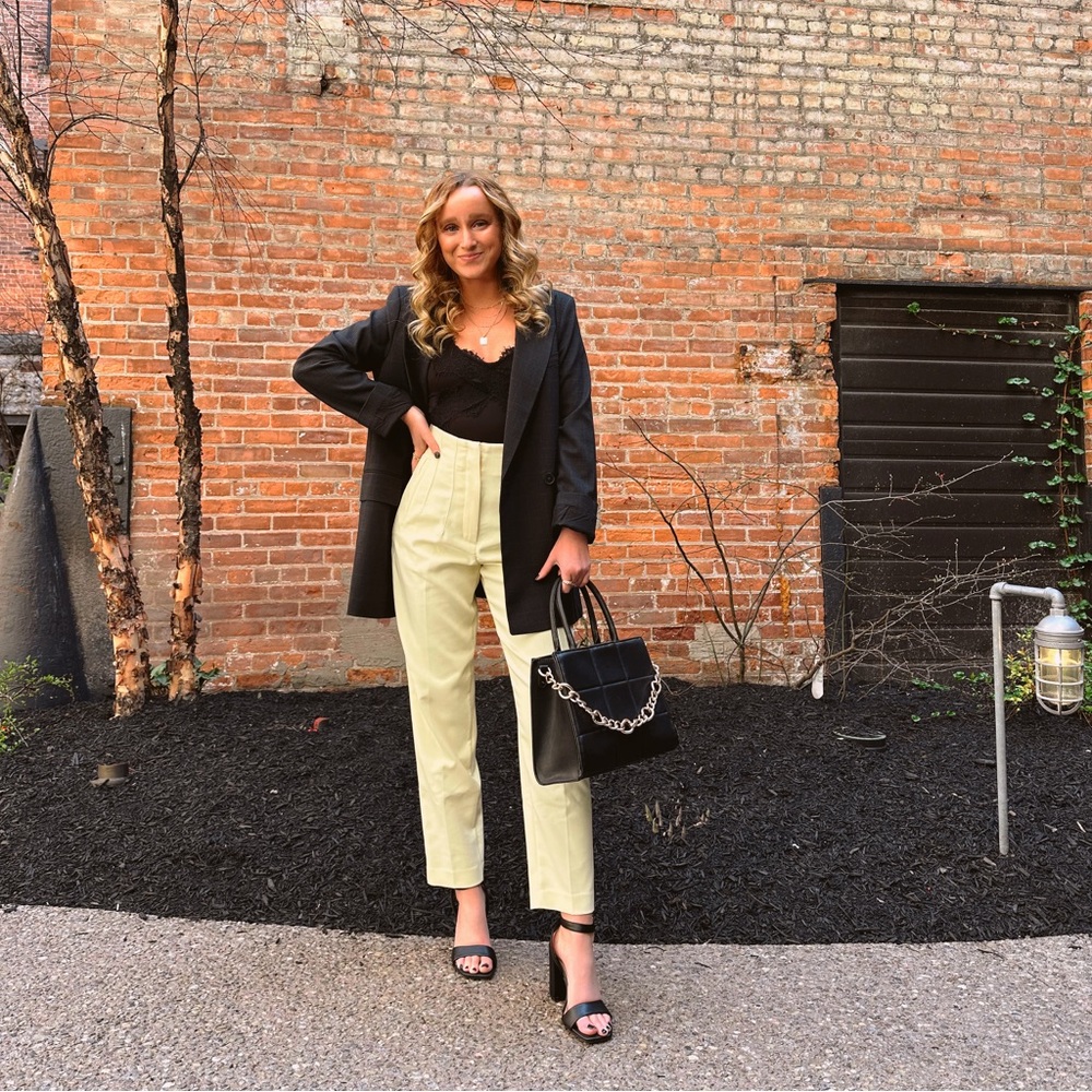 Zara High Waisted Light Yellow Trousers